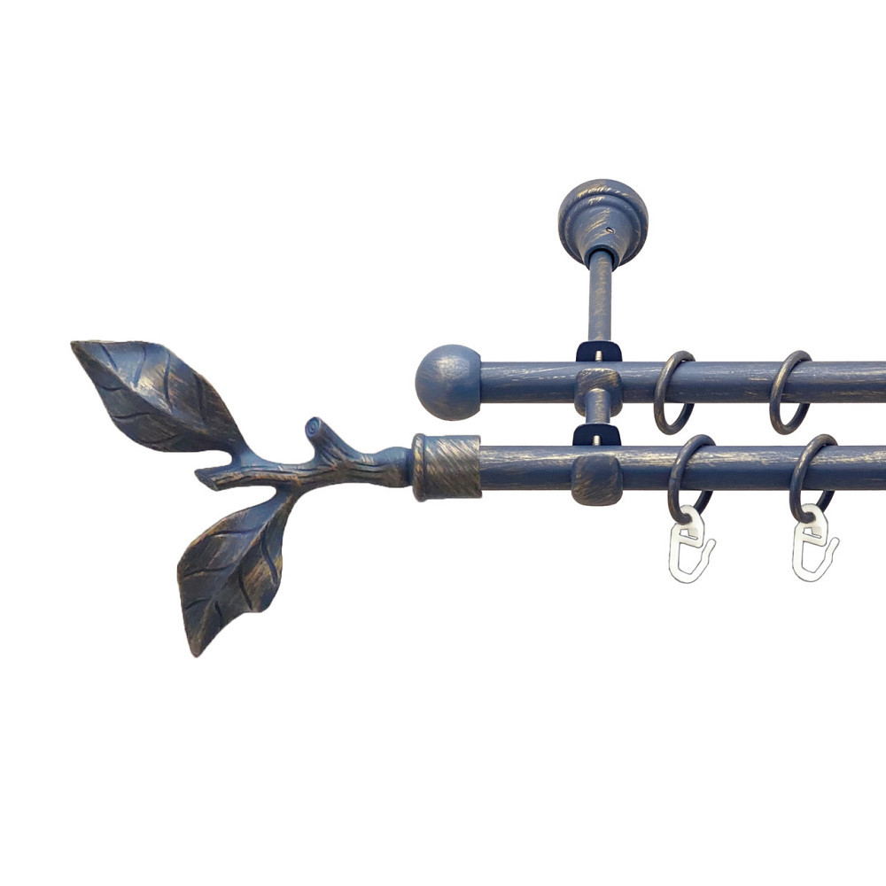 Карниз Orvit Листок Троянди металевий дворядний відкритий Блакить Золота 16\16 мм 240 см (00-00015659) Львів - фото 1