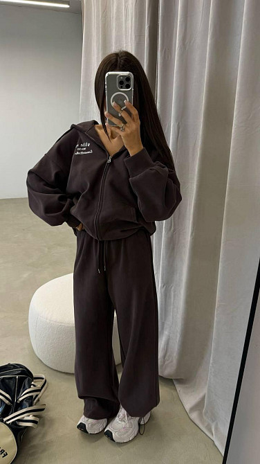 Жіночий прогулянковий костюм-двійка: кофта та штани з турецької двонитки Шоколад, 42/44 Одеса - фото 1