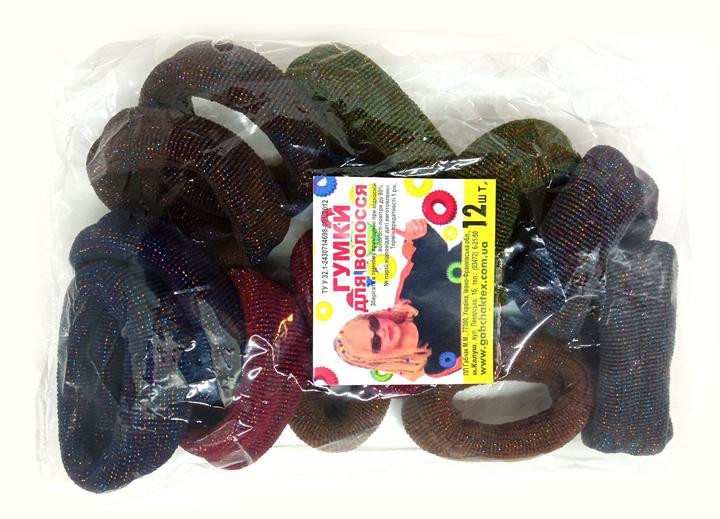 Резинка для волос темная с люрексом 12 шт Киев - изображение 1