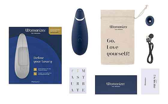 Вакуумный клиторальный стимулятор Womanizer Premium 2 - Blueberry, функции Autopilot и Smart Silence Sex Aura Киев