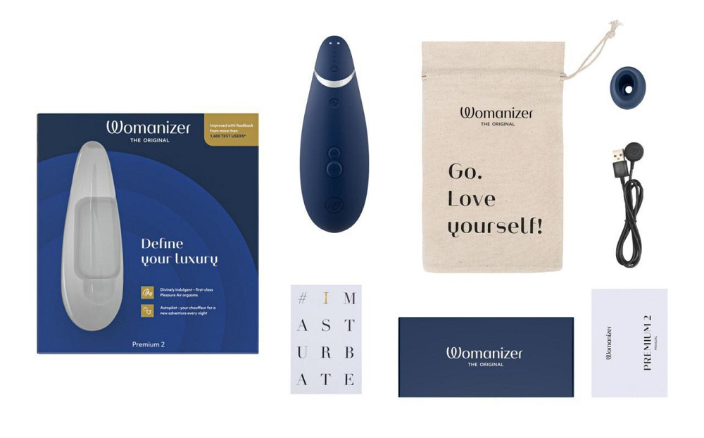 Вакуумный клиторальный стимулятор Womanizer Premium 2 - Blueberry, функции Autopilot и Smart Silence Sex Aura Киев - изображение 6