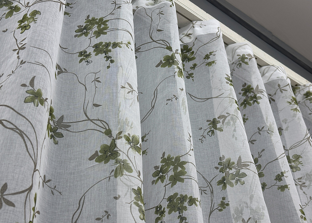 Тюль VR-Textil 1531т Flora Батист Білий з оливково-коричневим 300х270 см (42-0442) Київ - фото 8