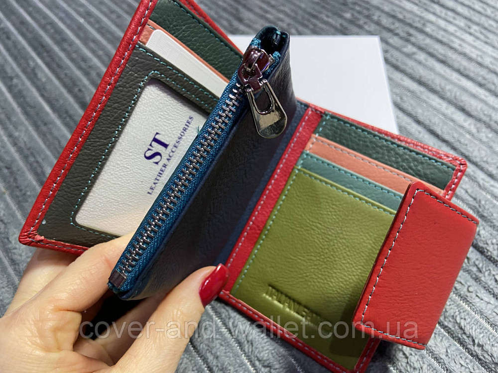 Компактний жіночий гаманець червоного кольору із натуральної шкіри з монетницею ST 405 Київ - фото 9
