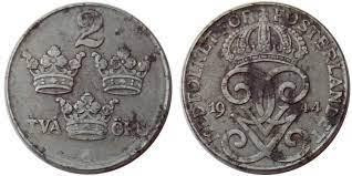 Монета 2 эре Швеция 1944-50 сталь Полтава - изображение 1