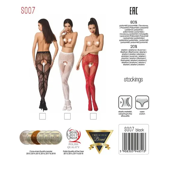 Еротичні колготки-бодістокінг Passion S007 red, гарні ажурні колготки з вирізом Львов