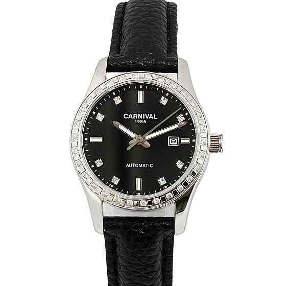 Годинник жіночий механічний Carnival Luiza Black Leather (2 ремінці) Київ