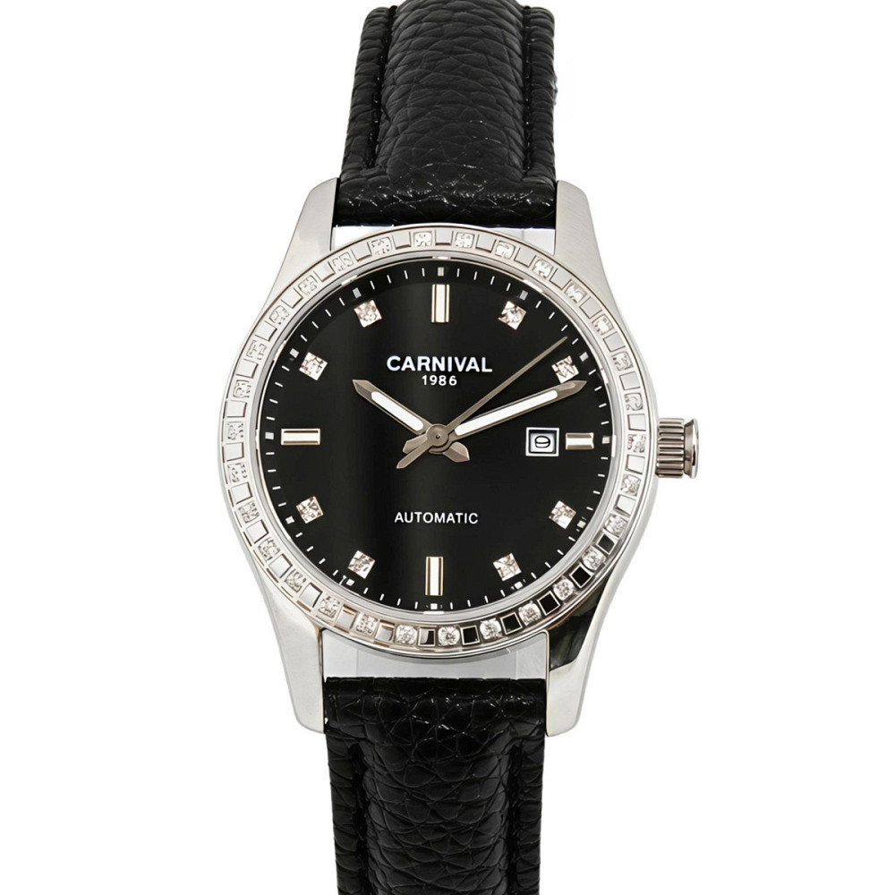 Годинник жіночий механічний Carnival Luiza Black Leather (2 ремінці) Київ - фото 1
