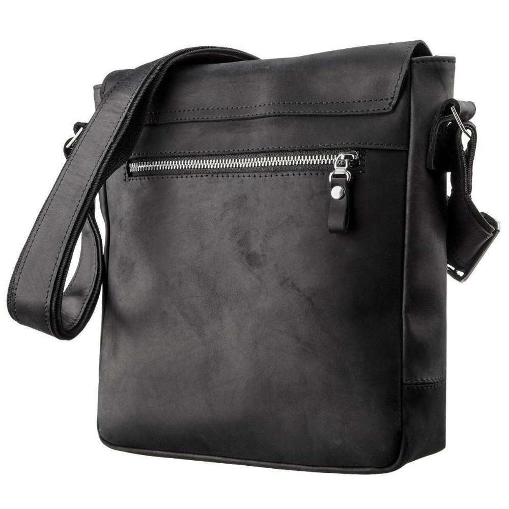 Сумка мужская винтажная средняя SHVIGEL 11172 кожаная Черная Киев - изображение 1