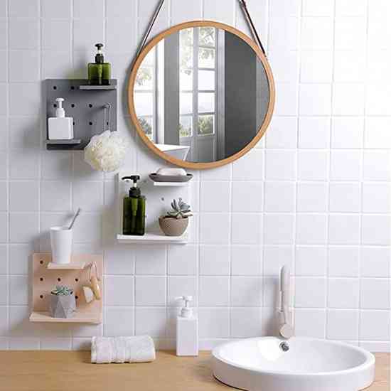 Подвесная настенная панель Skadis полка-органайзер на стену со сменными крючками серая Винница