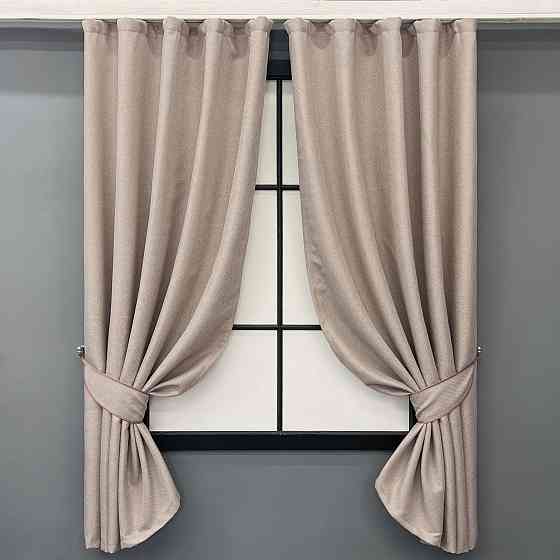 Комплект коротких штор VR-Textil Лен ELEMENTA № 1869ш Бежевый 130х170см 2 шт (35-0427) Киев