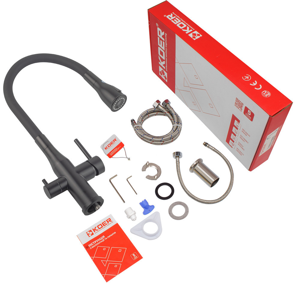 Кухонный смеситель Koер KI-72024-05 с выходом для питьевой воды из нержавеющей стали (KR5012) Харьков - изображение 3