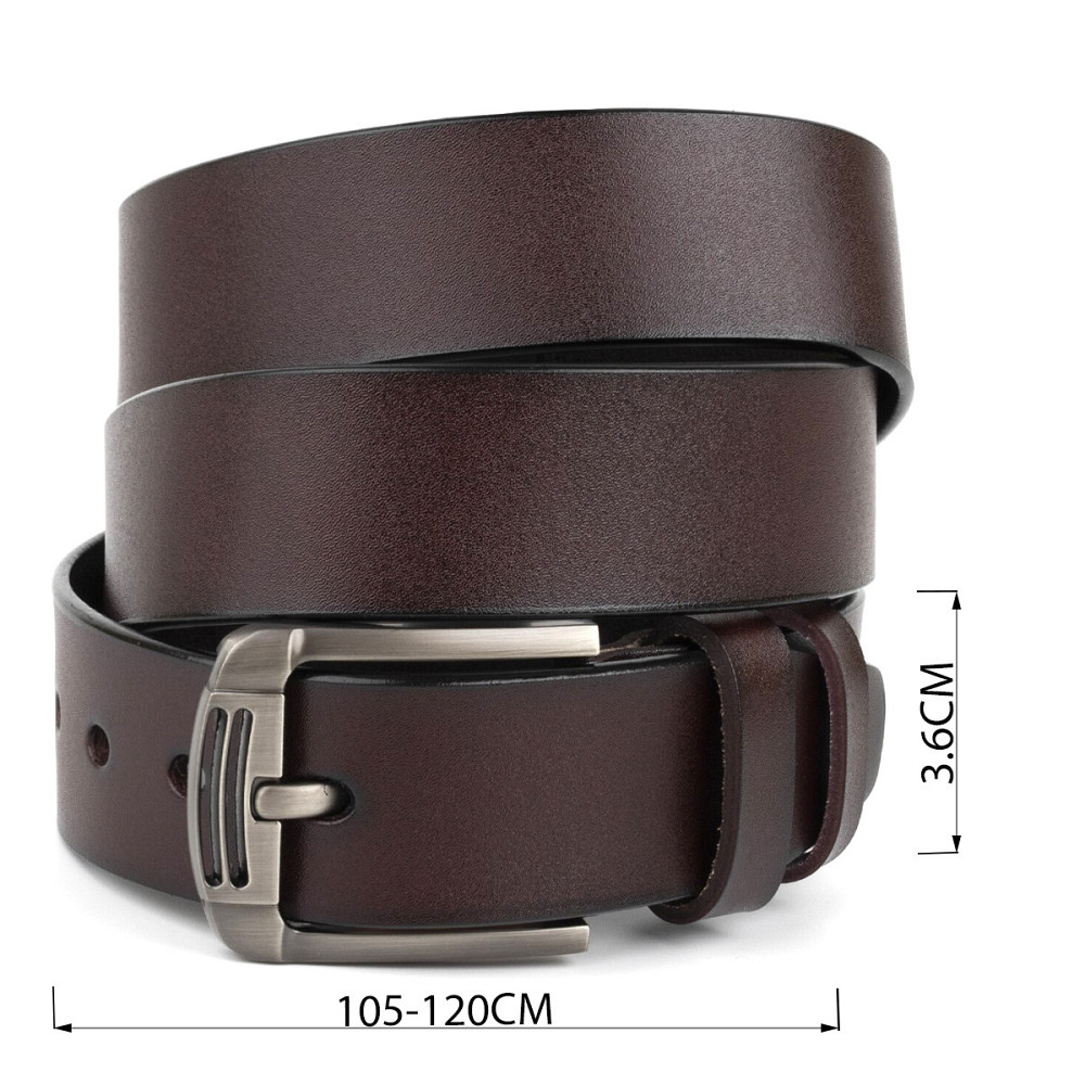 Ремень мужской с затемненной пряжкой механика Vintage 20313 Коричневый Киев - изображение 3