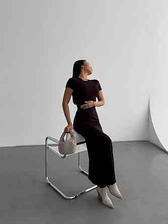 Женское стильное элегантное длинное платье из качественной вискозы Шоколад, 44/46 Одесса