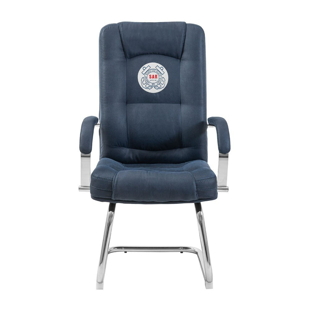 Офісне Конференційне Крісло Alberto Antares Nevi з вишивкою CF Хром Синій Київ - фото 2