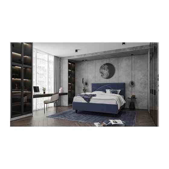 Ліжко NettaDesign Comfort з нішею для білизни на ніжках 180x200 синій Київ