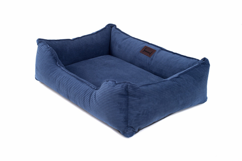 Лежак для Собак Котів та Кішок Dreamer Velvet Denim з бортами зі знімним чохлом синій м'яка лежанка Одеса - фото 1