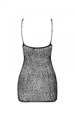 Ажурна мінісукня на тонких бретелях Passion BS096 One Size, white, плетіння на грудях Sex Aura Київ