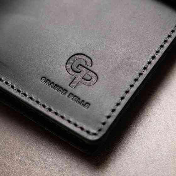 Стильное матовое мужское портмоне GRANDE PELLE 11560 Черный Киев