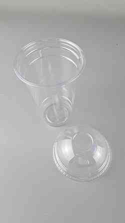 Комплект Стакан РЕТ щільний, прозорий, 500 мл + кришка купольна висока з отвором (100 шт.) Харків