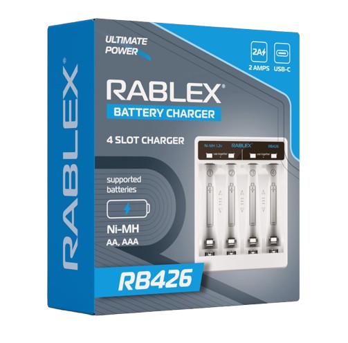 Зарядний пристрій Rablex RB426, 4xAA, AAA, 2A, Type-c Дніпро