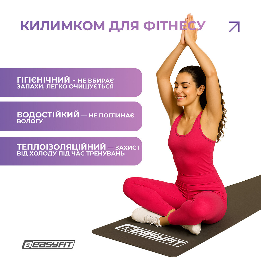 Килимок для фітнесу EasyFit EVA 3 мм (чорний) Коломия - фото 4