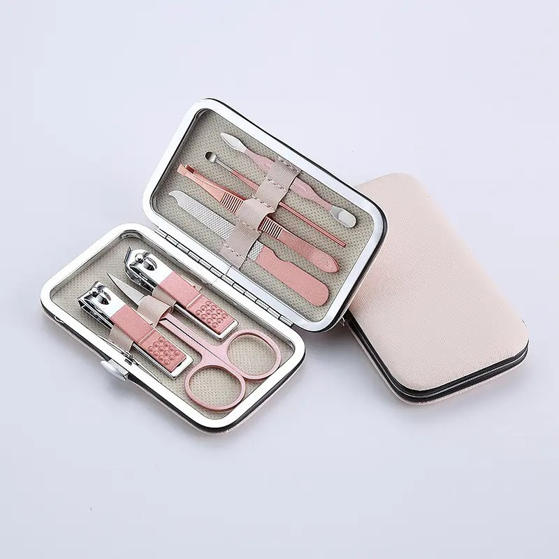 Набір для манікюру і педикюру 7 багатофункціональних предметів, пилка, ножиці, пінцет в кейсі колір бежевий Кам'янець-Подільський - фото 5