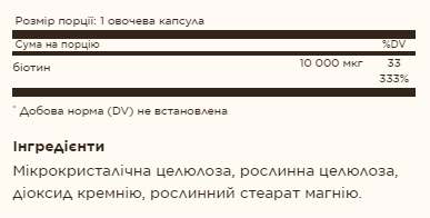 Биотин Solgar Biotin 10000 mcg 60 vcaps Киев