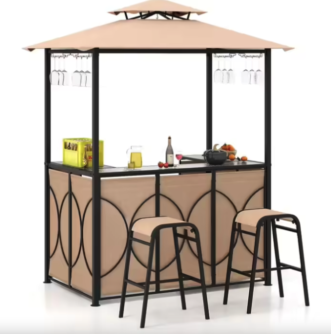 Альтанка Costway Naro з грилем і 2 барними стільцями бежевий Київ - фото 1