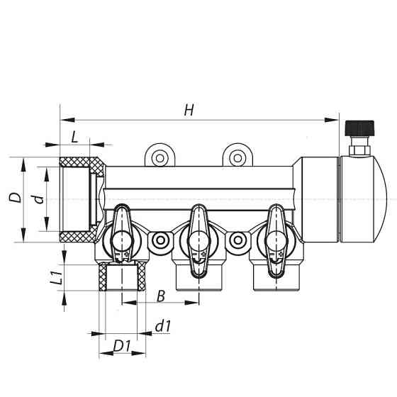 Колектор 3-way з кульовими кранами (40x20) PPR Koer K0170.PRO (KP0220) Київ