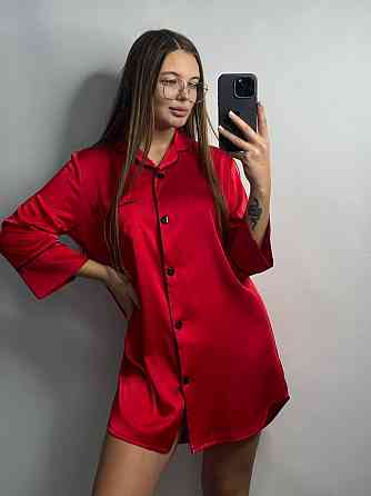 Женская ночная рубашка удлиненная шелковая S Красный Харьков