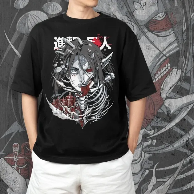 Футболка чоловіча з  принтом Атака титанов Ерен Йегер 4 Розмір 48 Anime0128 Дніпро - фото 5