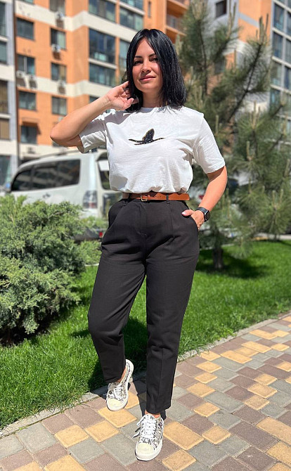 Джинси жіночі Mix Ray 3657 МОМ резинка на талії ремінь коттон, чорний, M, M, 85 см, 106 см Київ - фото 13