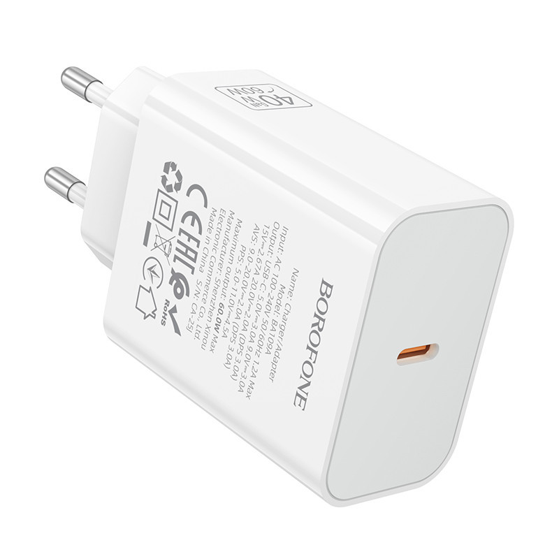 Сетевое зарядное устройство BOROFONE BA109A Star single port PD40W charger (EU) White Одесса - изображение 4