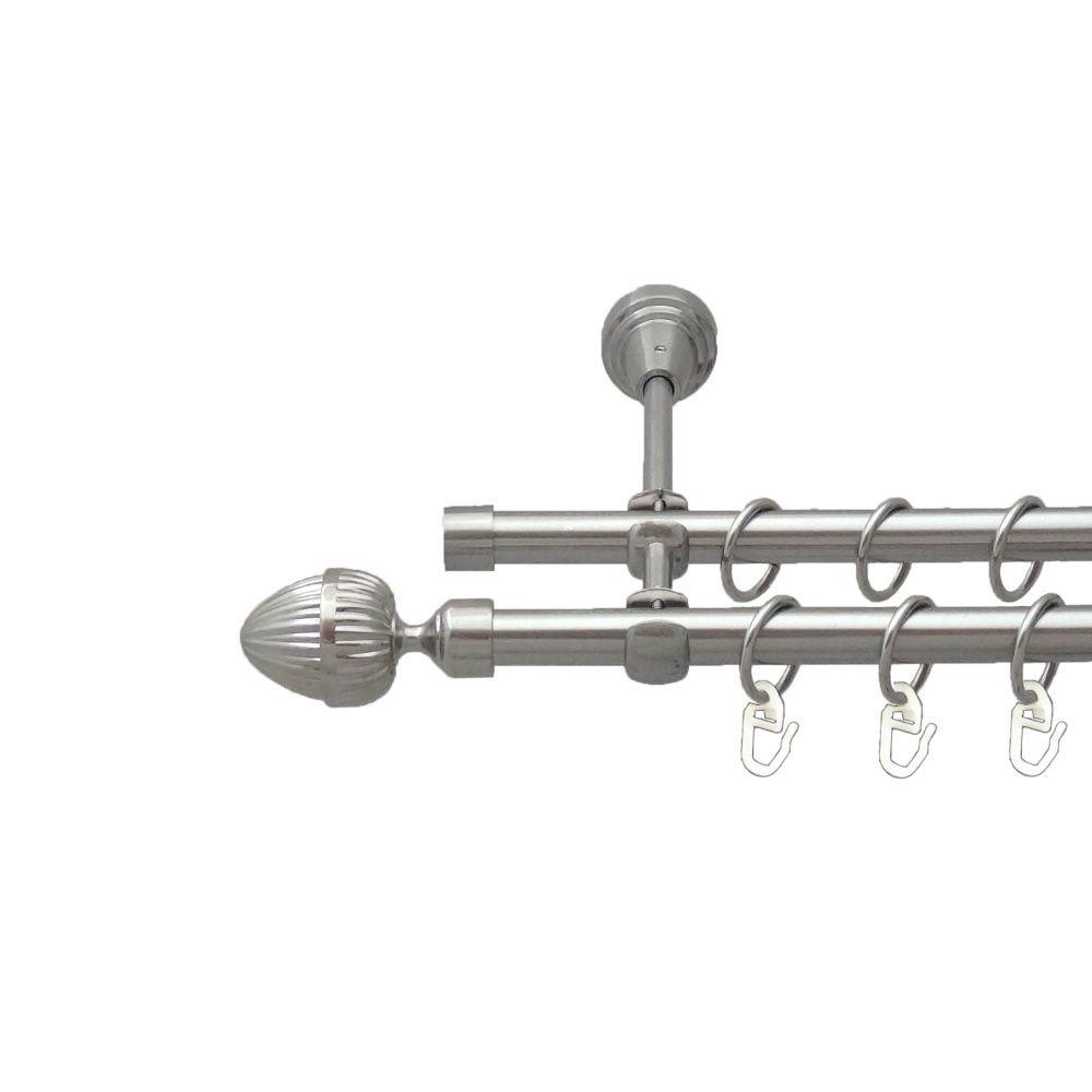 Карниз Orvit Одеон металевий дворядний відкритий гладка труба кільце металеве Нержавіюча Сталь 16\16 мм 160 см Львов - изображение 1