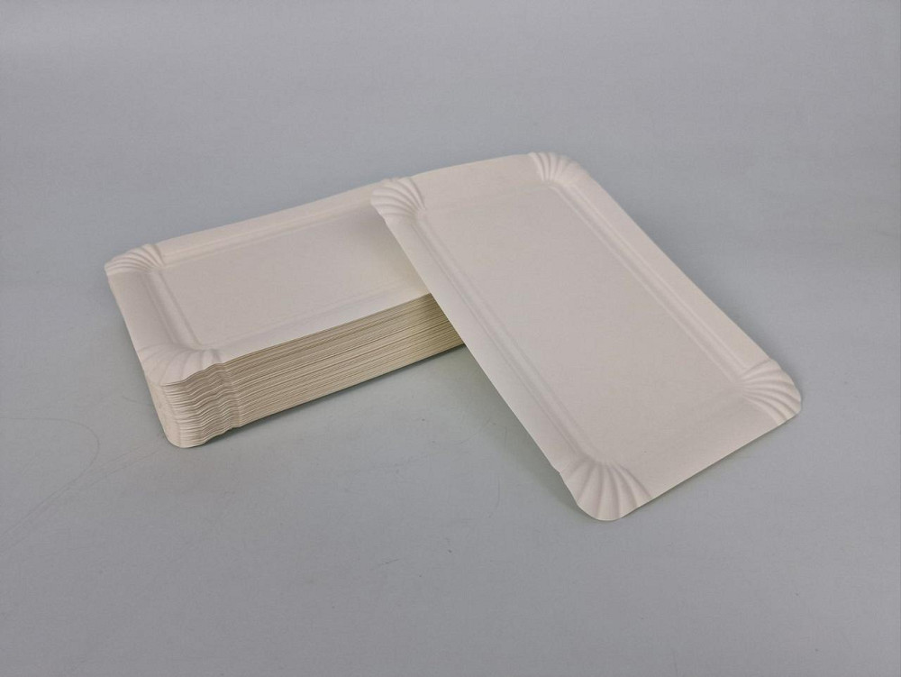 Паперова тарілка біла 100 шт. 15,3*22,3 см (1 пачка) Харків - фото 1