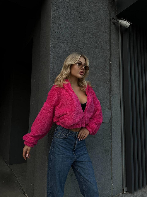 Жіноче плюшеве оверсайз худі з вушками на блискавці турецьке м'яке хутро Одеса - фото 2