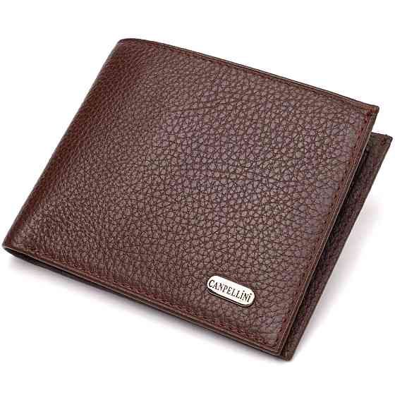 Чудовий чоловічий портмоне з натуральної зернистої шкіри CANPELLINI 21775 Коричневе Київ