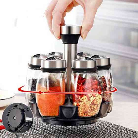 Набір баночок для спецій 6шт на підставці Spice carousel / Органайзер для спецій / Комплект баночок Київ