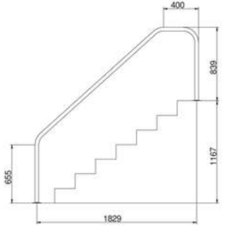 Поручень Flexinox 87162361 для римських сходів FX-06 (1829 мм. фланець. AISI-316L) Київ