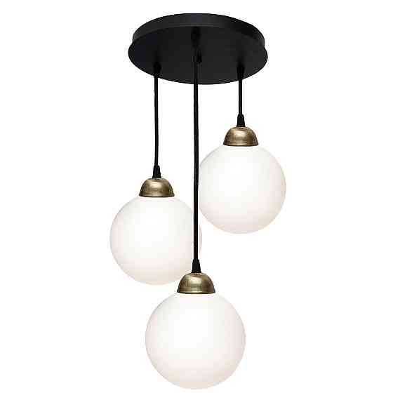 Светильник подвесной MSK Electric Luna на круглой основе с тремя плафонами шарами Е27 PL 2026-3R BK Одесса