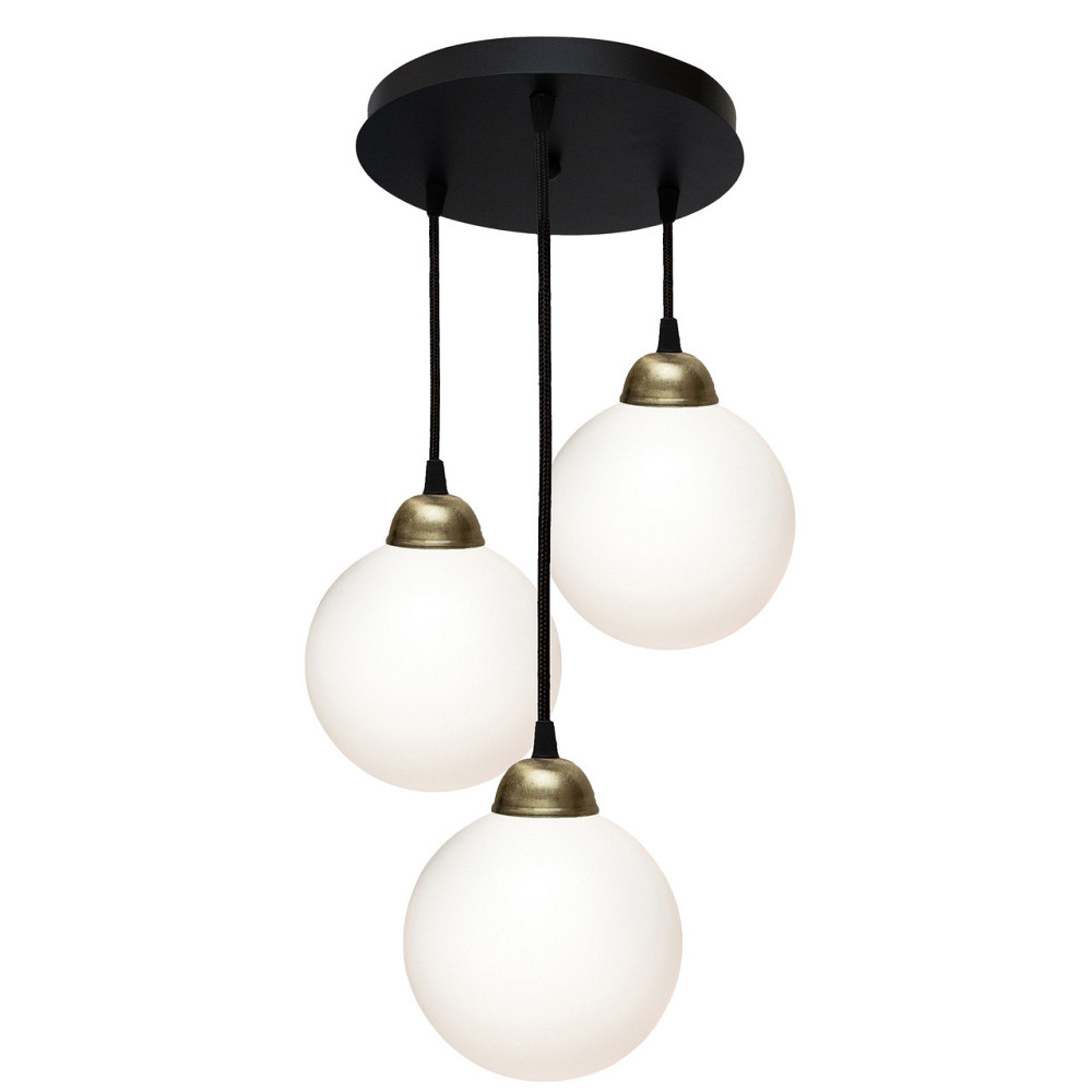 Светильник подвесной MSK Electric Luna на круглой основе с тремя плафонами шарами Е27 PL 2026-3R BK Одесса - изображение 1