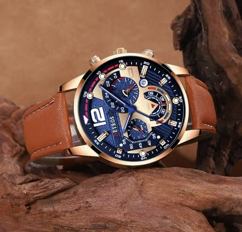 Подарочный набор для мужчин 1 наручные часы с 1 оригинальным браслетом без подарочной коробки коричневый Киев - изображение 4