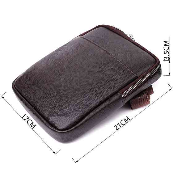 Мужская вертикальная сумка из натуральной кожи Vintage 22863 Коричневый Киев