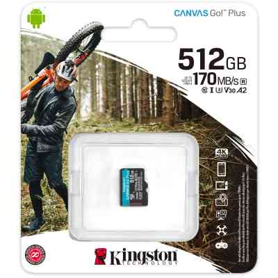 Карта пам&apos;яті Kingston 512GB microSDXC сlass 10 UHS-I U3 V30 A2 Canvas Go Plus G4 (SDCG4/512GBSP) Вінниця