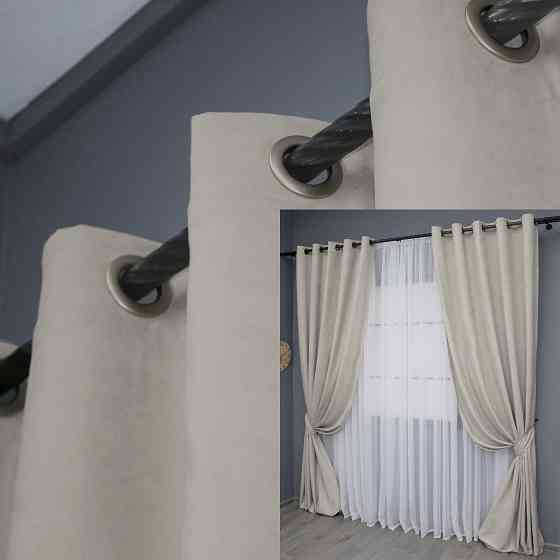 Комплект штор на люверсах VR-Textil Микровелюр Petek YL № 1803ш Светло-серый 150х270 см 2 шт (37-0269) Киев