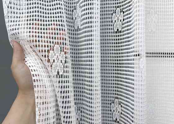 Тюль сетка VR-Textil Juli № 1719т Арка на кухню цвет белый с карамельным 500х150 см (53-0041) Киев