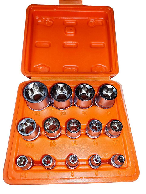 Набір головок 14пр. 1/4", 3/8", 1/2" зовнішній TORX E4-E24 (Alloid НГЕ-424К) Винница - изображение 1
