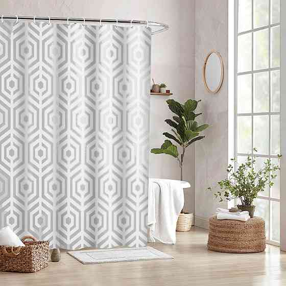 Шторка для ванной комнаты Bathlux 180 x 180 см с водоотталкивающим покрытием, с геометрическим узором Каменец-Подольский