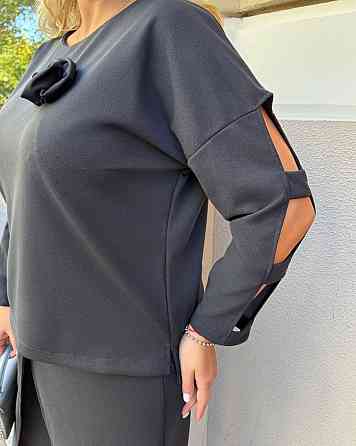 Женский батальный костюм двойка креп дайвинг Графит, 56/58 Одесса