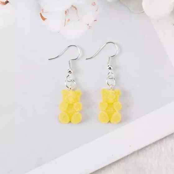 Сережки мишки, желтые (темнее чем на фото) - размер мишки 1,7см, смола Киев